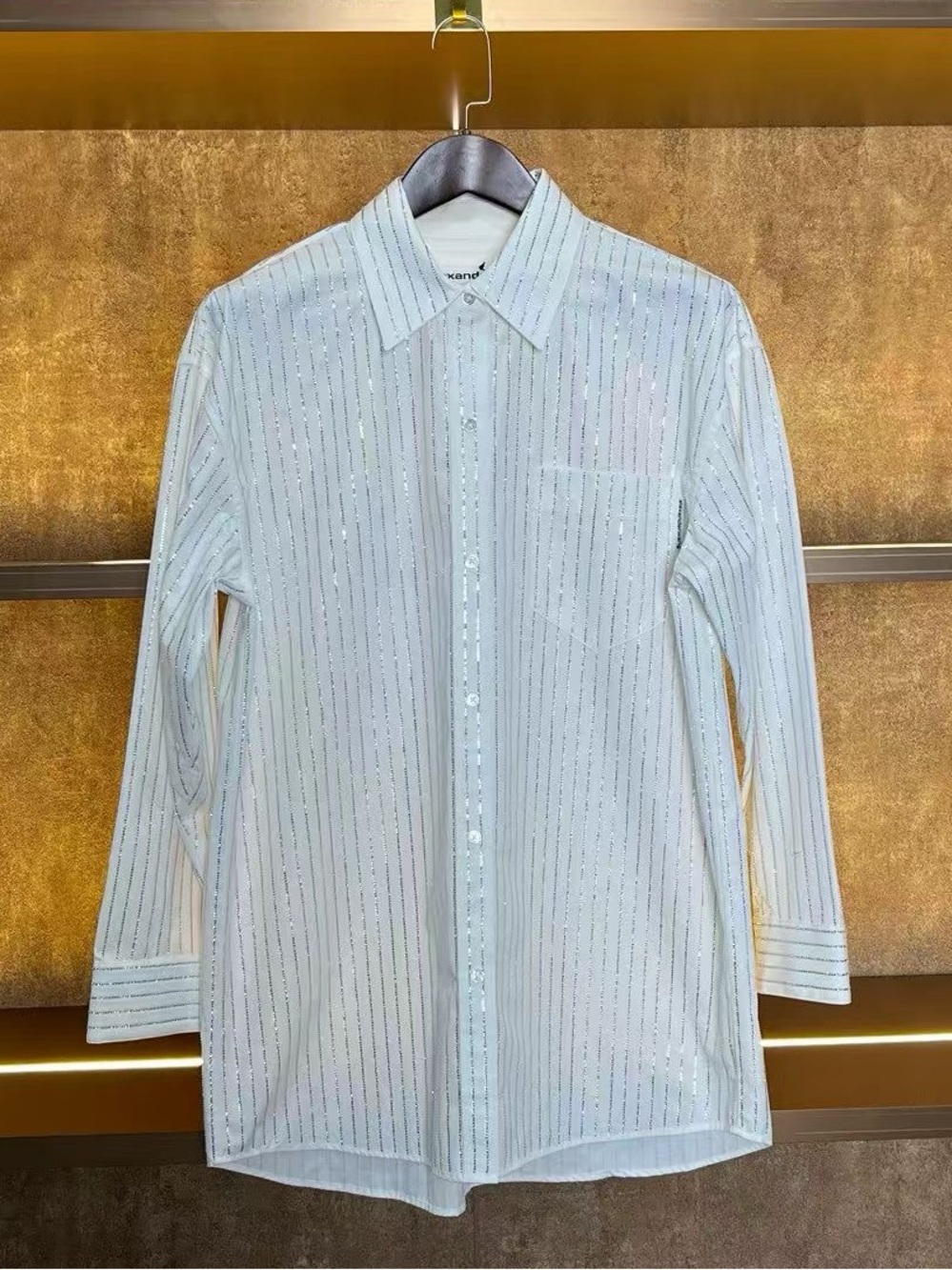 Alexander Wang White Long-Sleeve Striped Button-Up Shirt